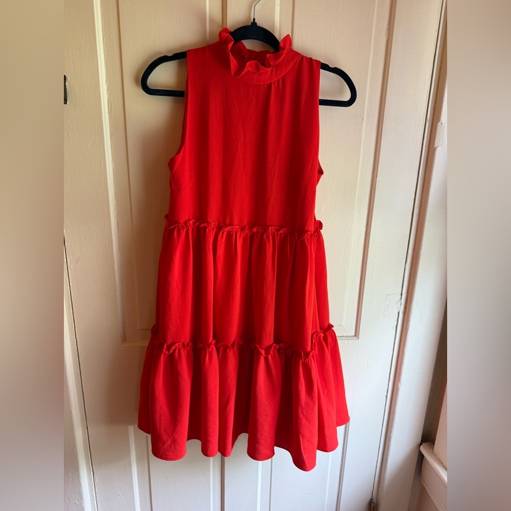 Anthropologie Red Tiered Ruffled Sundress